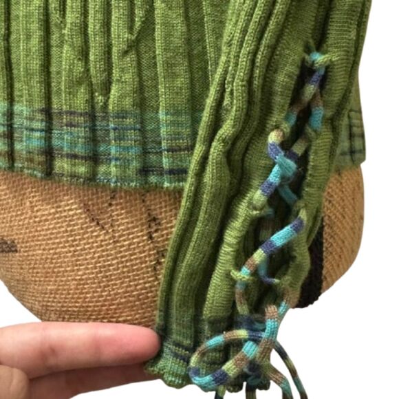 Missoni Green Ribbed Chevron Turtleneck Sweater 100% Wool US Size 2 (IT 38) - Picture 2 of 5